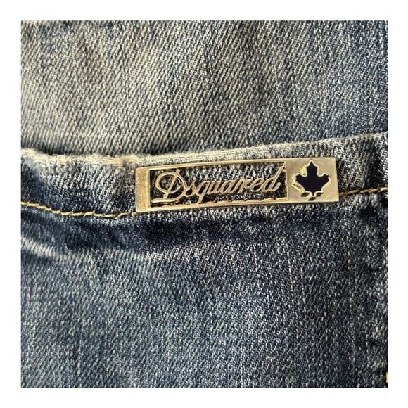Dsquared2 Straight Leg Cropped Blue Denim Jeans Size 27 - Picture 9 of 13